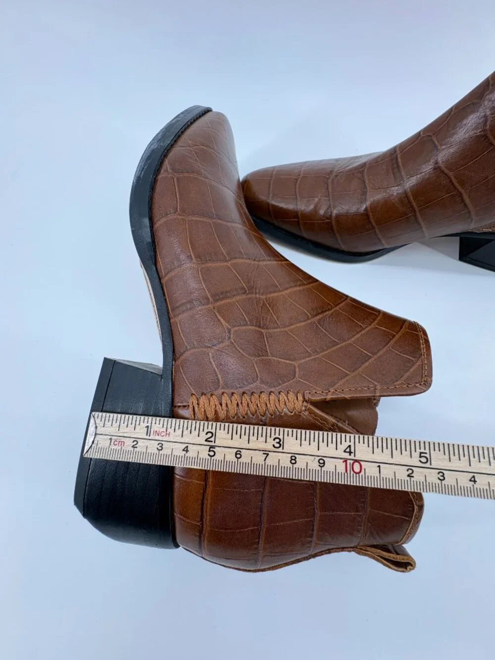 Share SARTO Franco Sarto Women’s Brown Croc Embossed Leather Ankle Boots Size 8